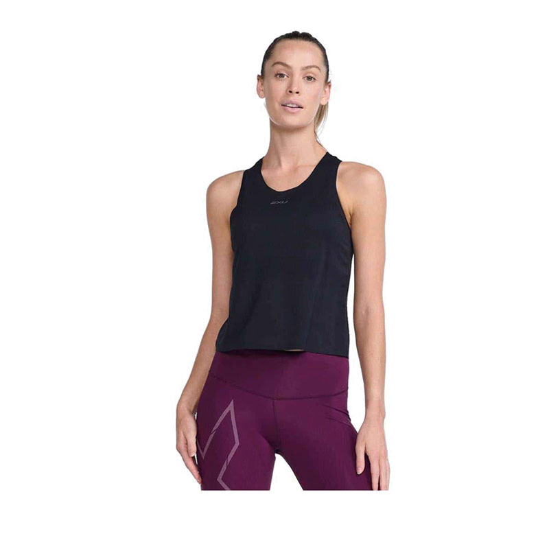 Women's Lt Spd Tcrop Singlet - Black