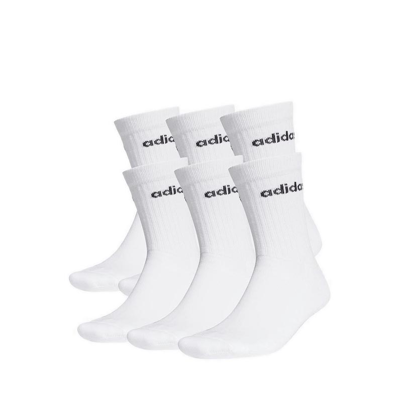 Unisex Half-Cushioned Crew Socks 3 Pairs - White/Black