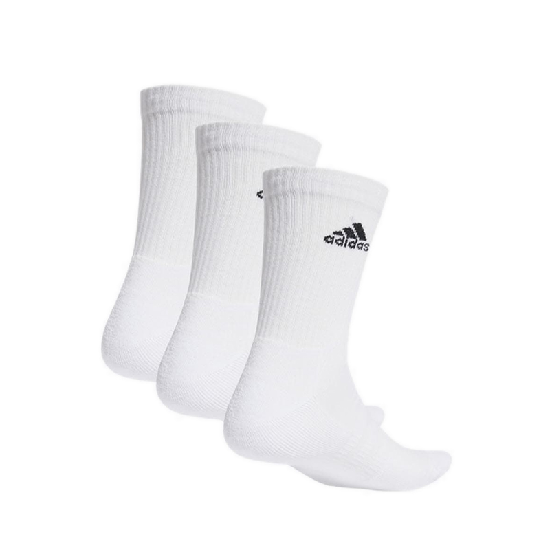 Unisex Cushioned Crew Socks 3 Pairs - White