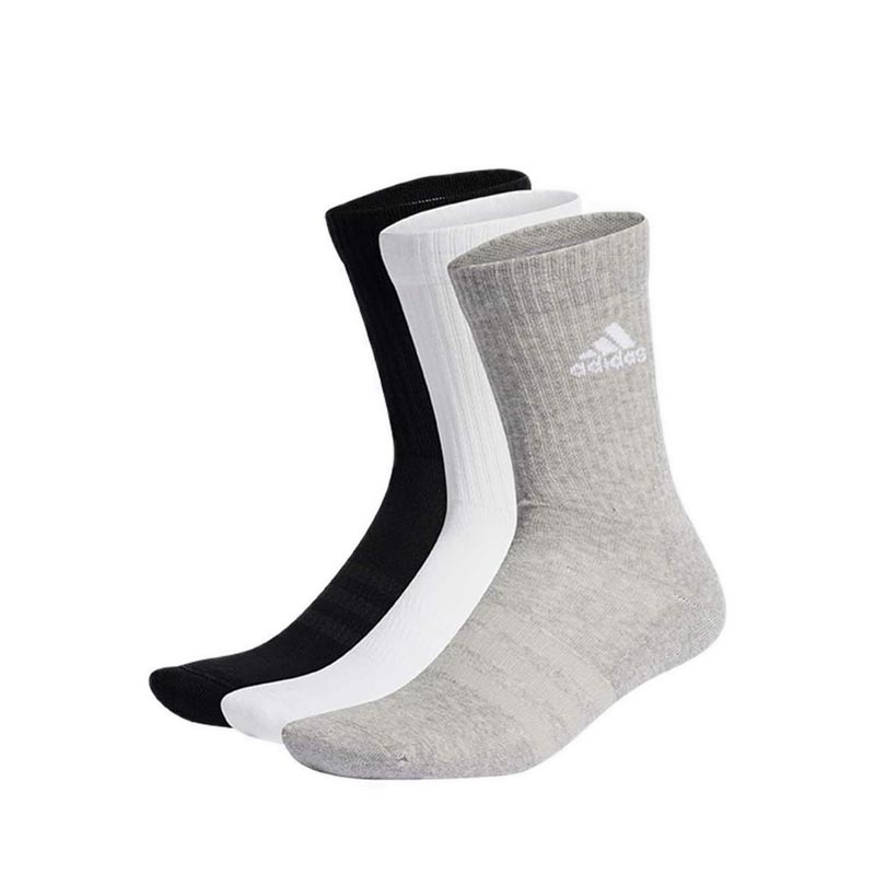 Unisex Cushioned Crew Socks 3 Pairs - grey heather