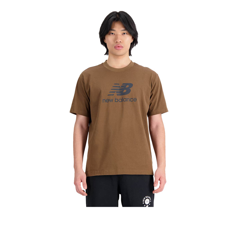 Essentials Stacked Logo Cotton Jersey Men's Short Sleeve T-shirt - Brown