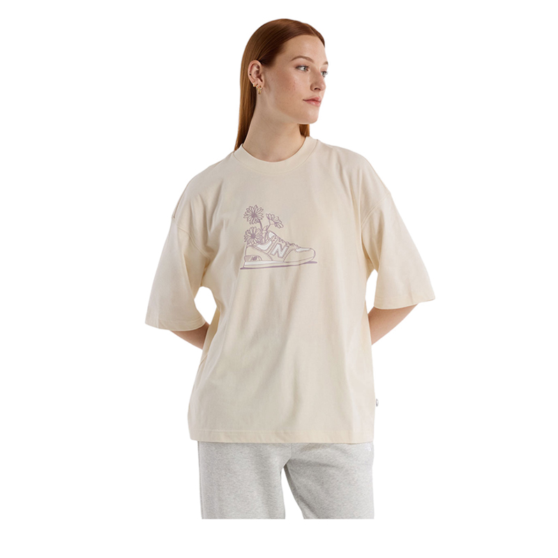 Oversized Flower Women's T-shirt - Beige