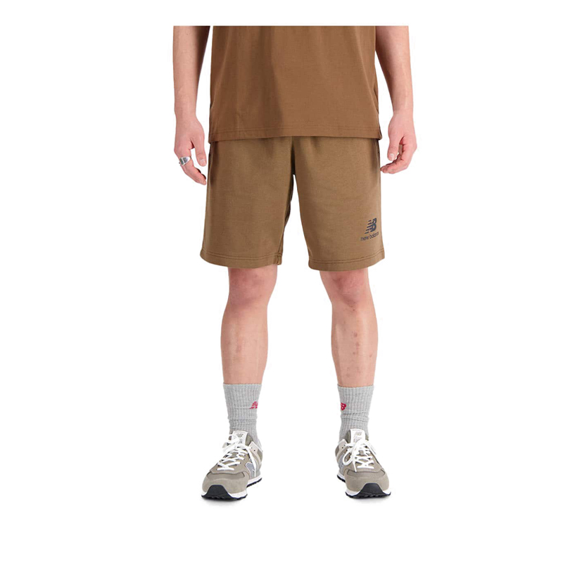 Essentials Stacked Logo French Terry Men's Short - Brown