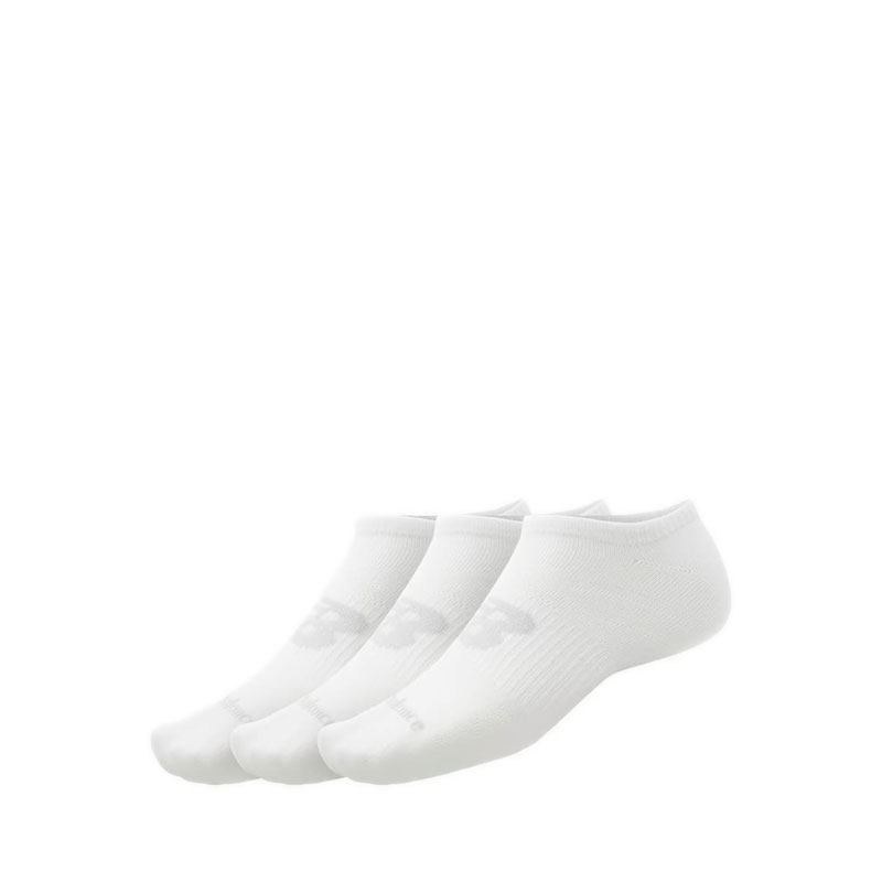 Flat Knit No Show 3 Pack Unisex Socks - White