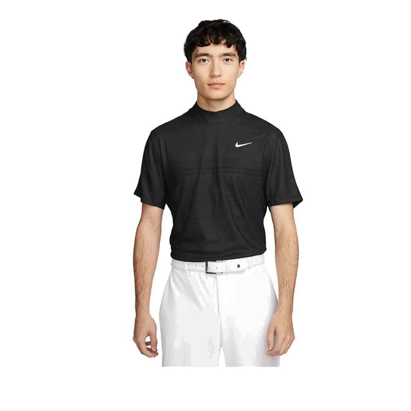 AS TW DFADV MOCK JACQUARD MEN'S POLO - BLACK