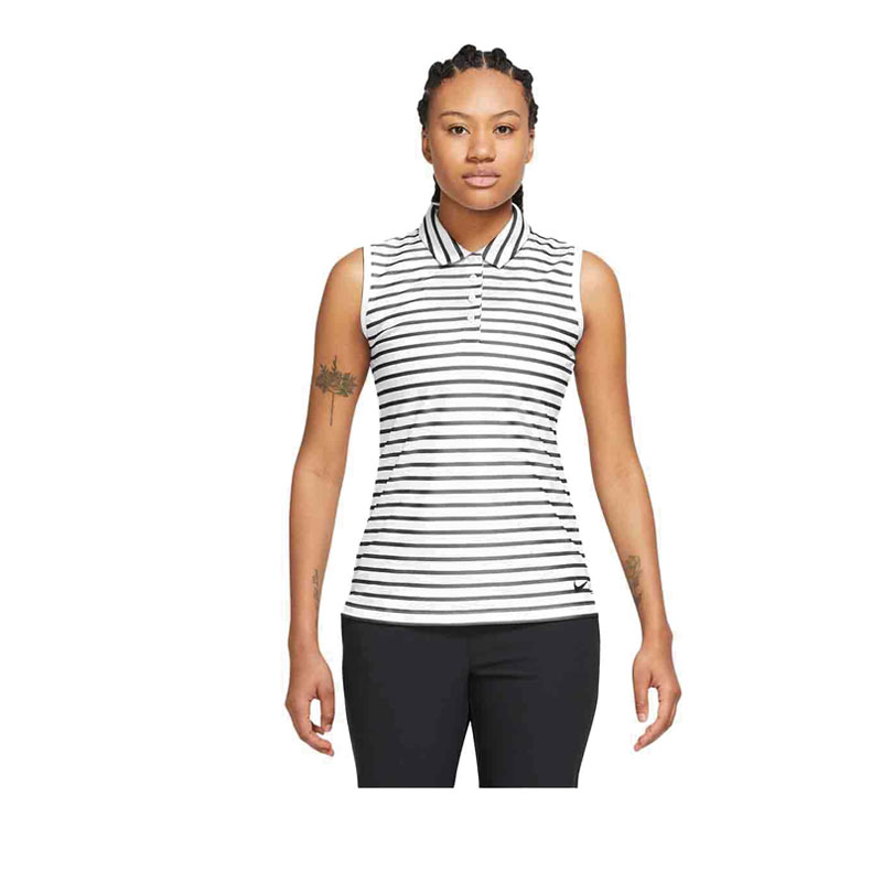 AS W NK DF VCTRY SL WOMEN'S POLO STRP - WHITE