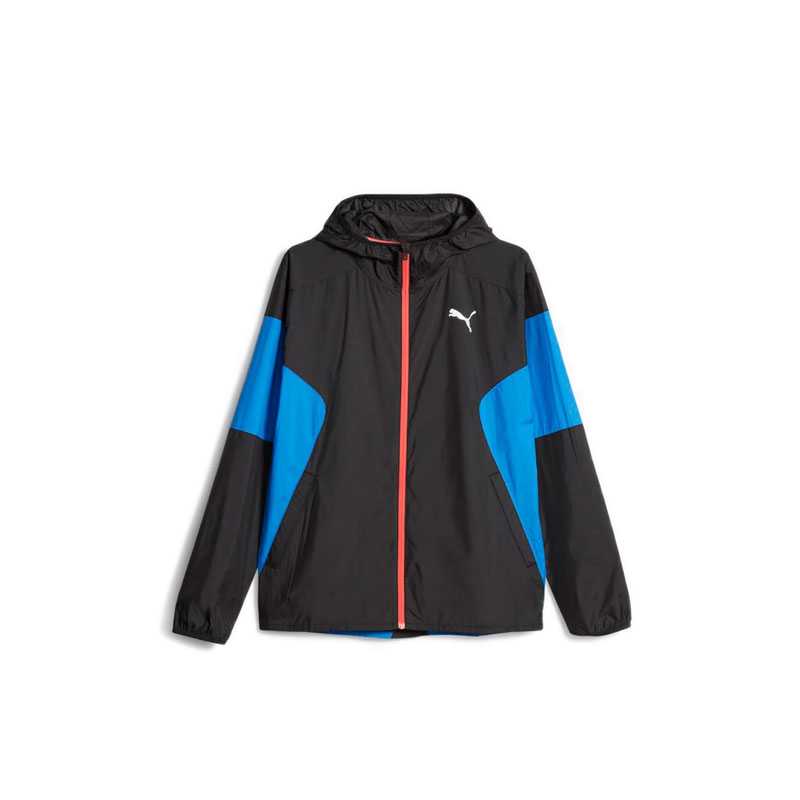 Run Lightweight Mens Jacket -  Black - Ultra Blue