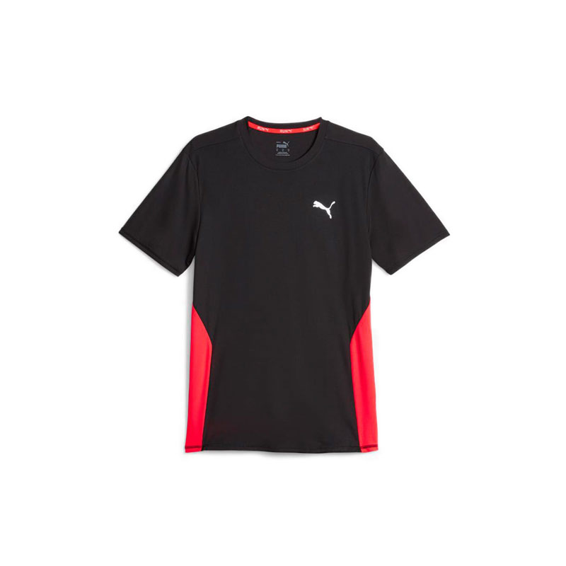 Run Favorite Short Sleeves Mens Tee -  Black - Fire Orchid