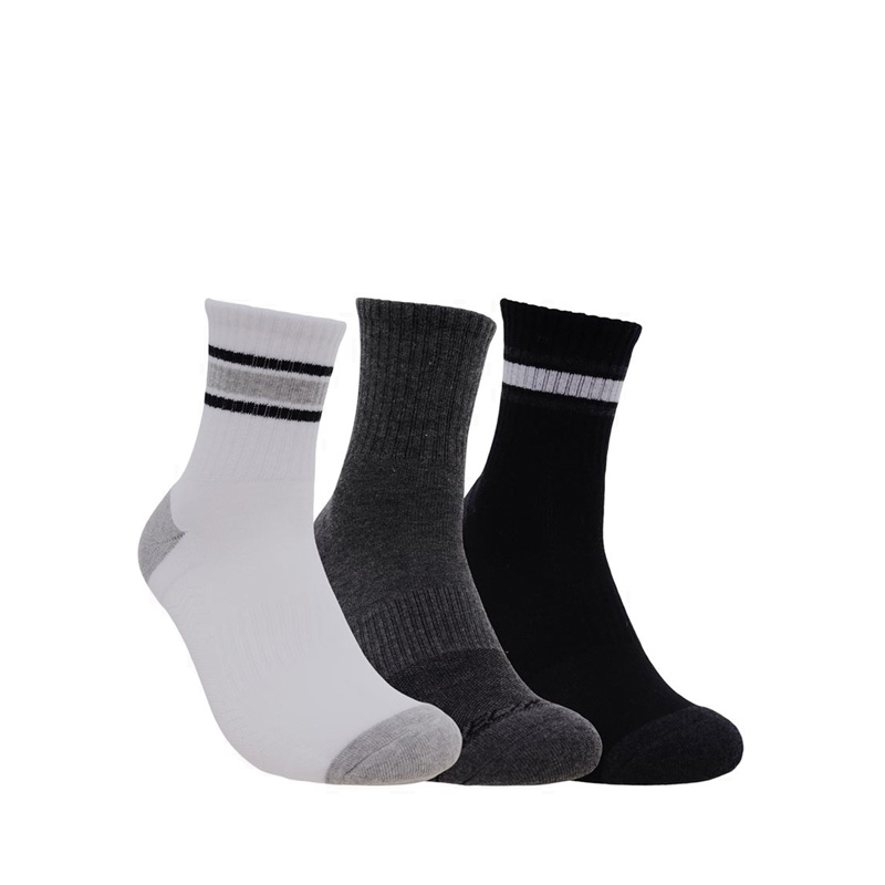 3Pk 1/2 Terry Hi Qtr Crew Men - White Black