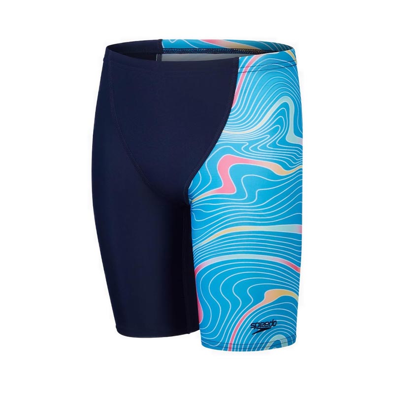 Boys Digital Allover V-Cut Jammer - True Navy, Pool, Pumpkin Spice