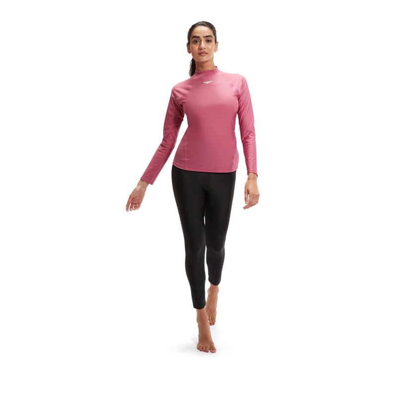 Womens Long Sleeve Rash Top - Hot Mauve