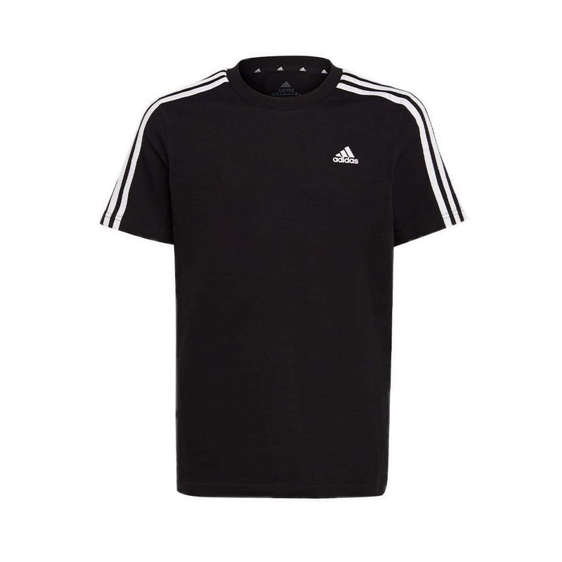 Essentials 3-Stripes Cotton Kids T-Shirt - Black