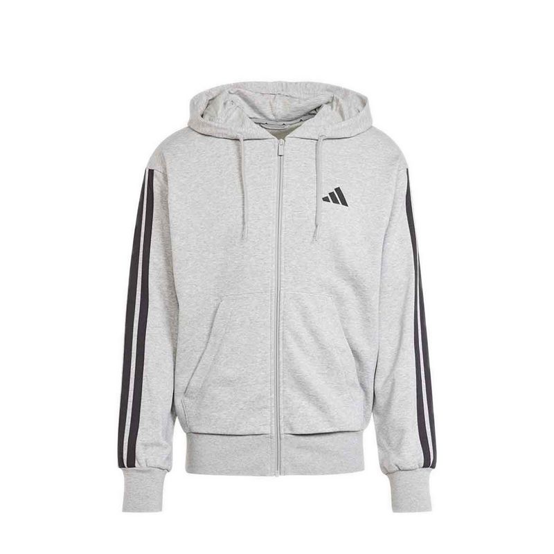 Essentials 3-Stripes French Terry Men's Full-Zip Hoodie - Grey