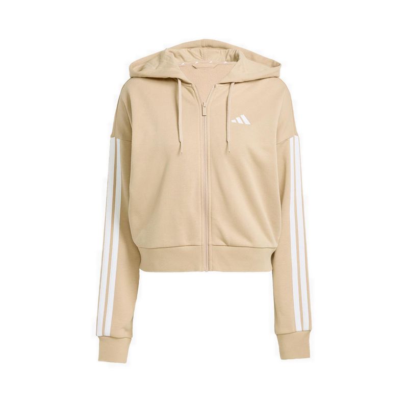 Essentials 3-Stripes French Terry Women's Full-Zip Hoodie - Brown