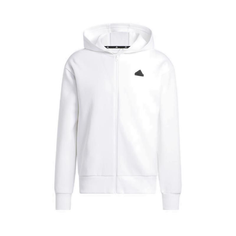 Future Icons Badge of Sport Unisex Full-Zip Hoodie - White