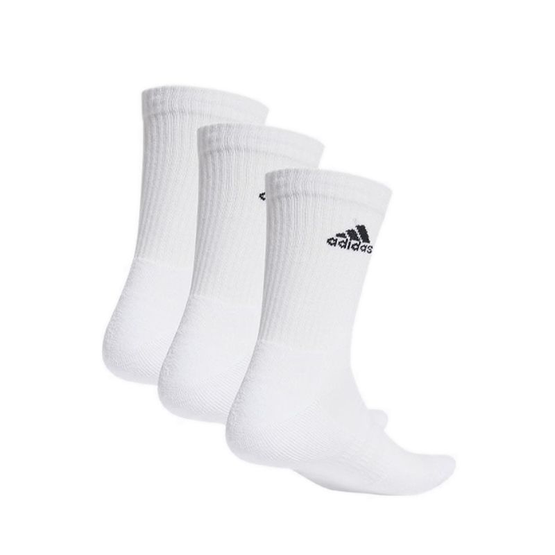 Unisex Cushioned Crew Socks 3 Pairs - White