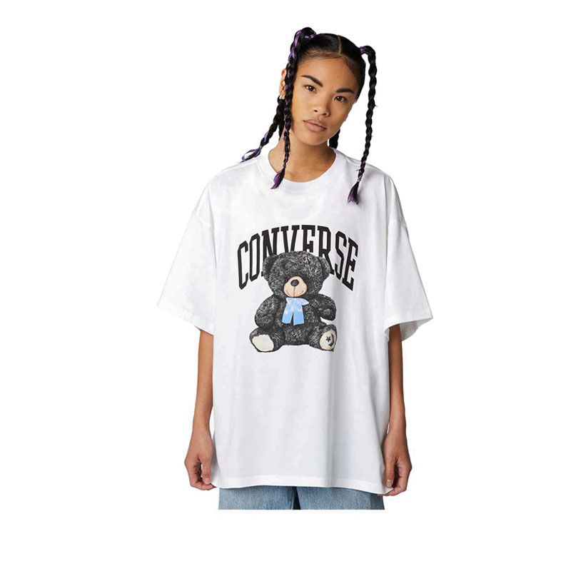WOMEN'S OVERSIZED TEDDY BEAR TEE - White