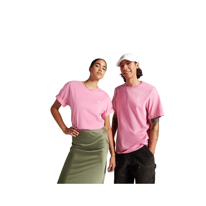 Standard Fit Left Chest Star Chev Emb Women's Tee - Oops! Pink