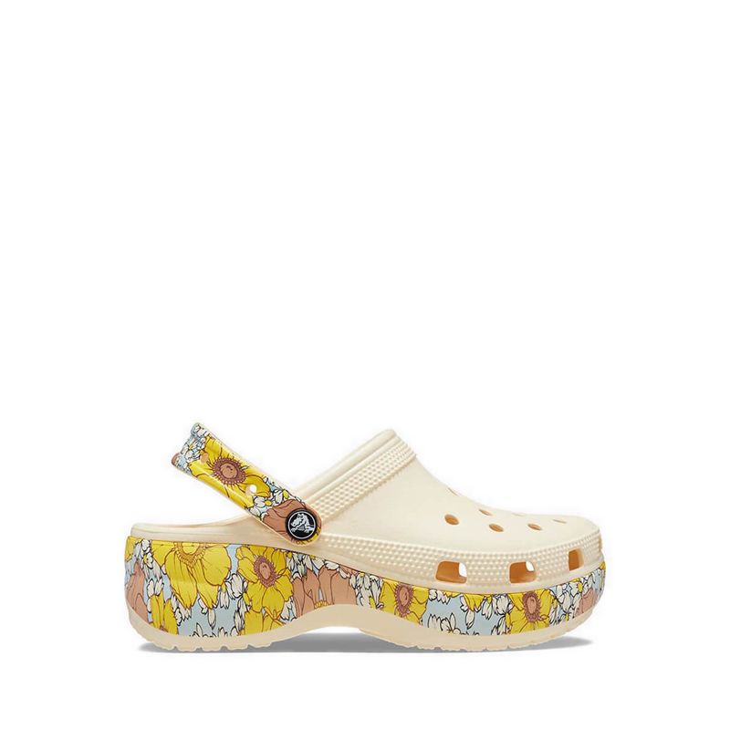 Classic Platform Retro Floral Clog Women - Chai/Multi
