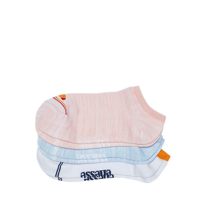 Women 3P Lowcut Socks - White / Peach / Blue