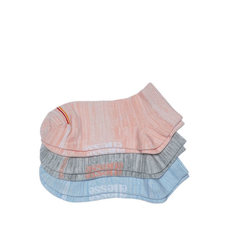 Women 3P Ankle Socks - Grey/Peach/Blue