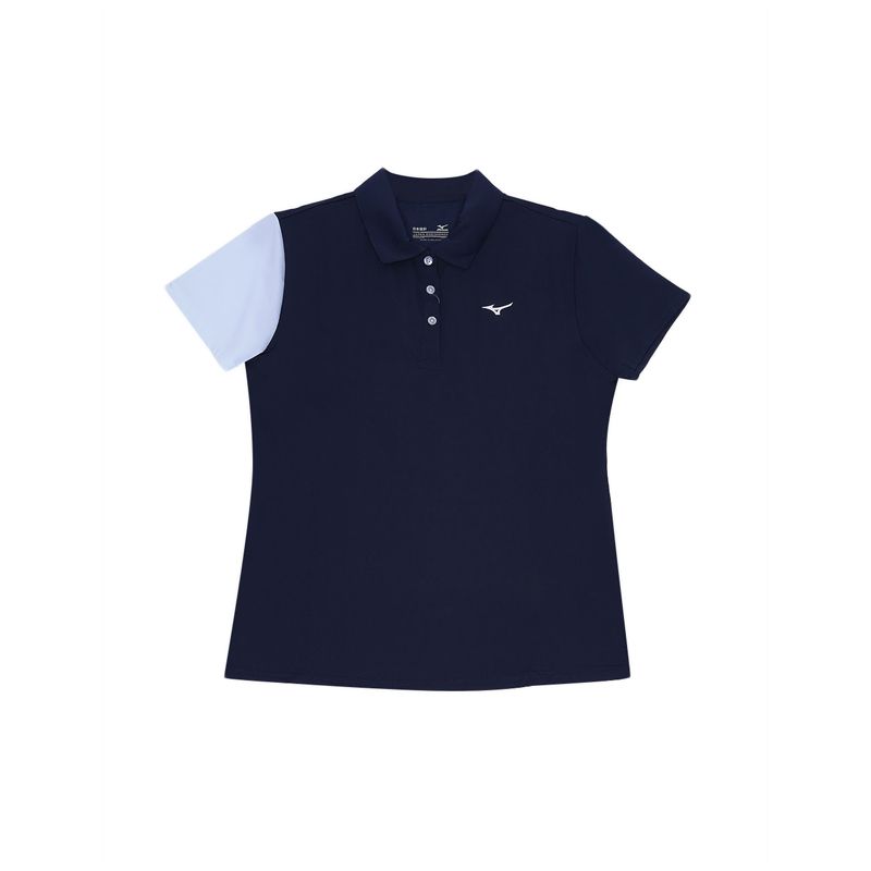 CONTRAST SLEEVE POLO WOMEN - NAVY