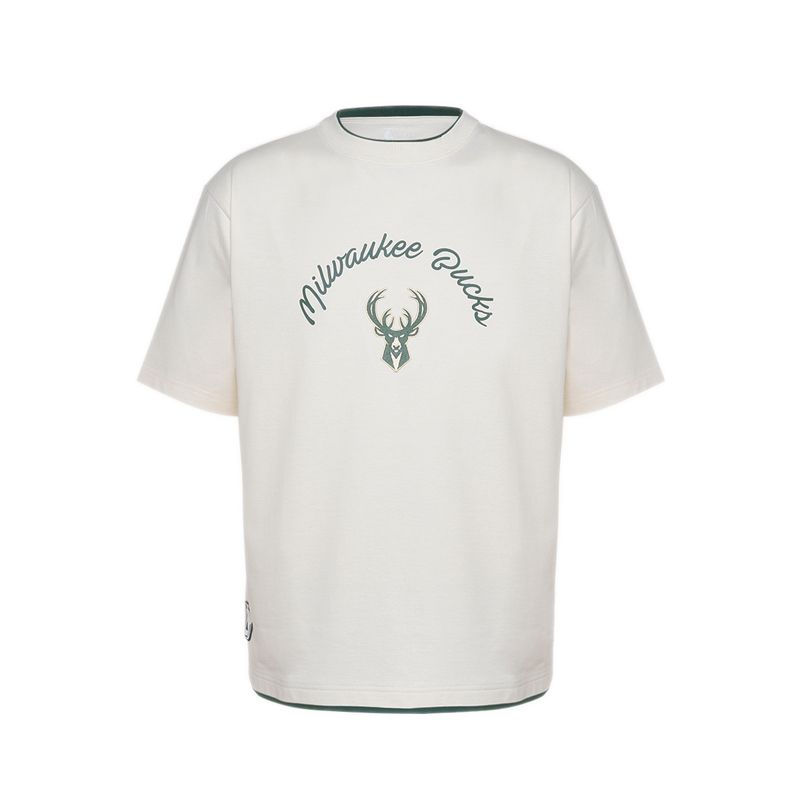 Bucks Oversized Ribbed Neck Men's Tee - Off-White