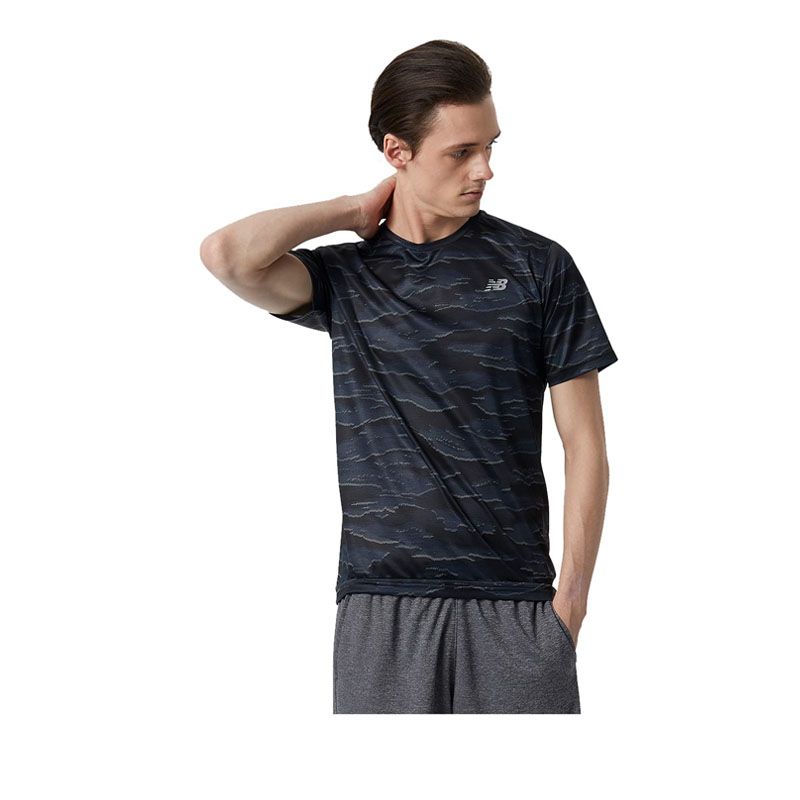 Printed Accelerate Short Sleeve Men's T-shirt - Black Multi Heather (010)
