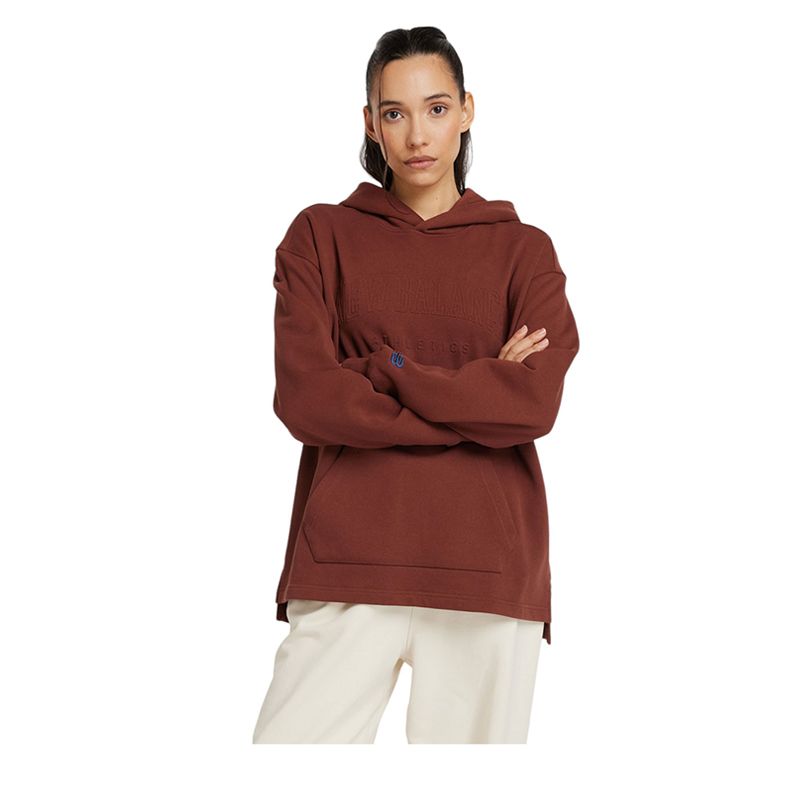 Embossed Graphic Fleece Women's Hoodie - Brown