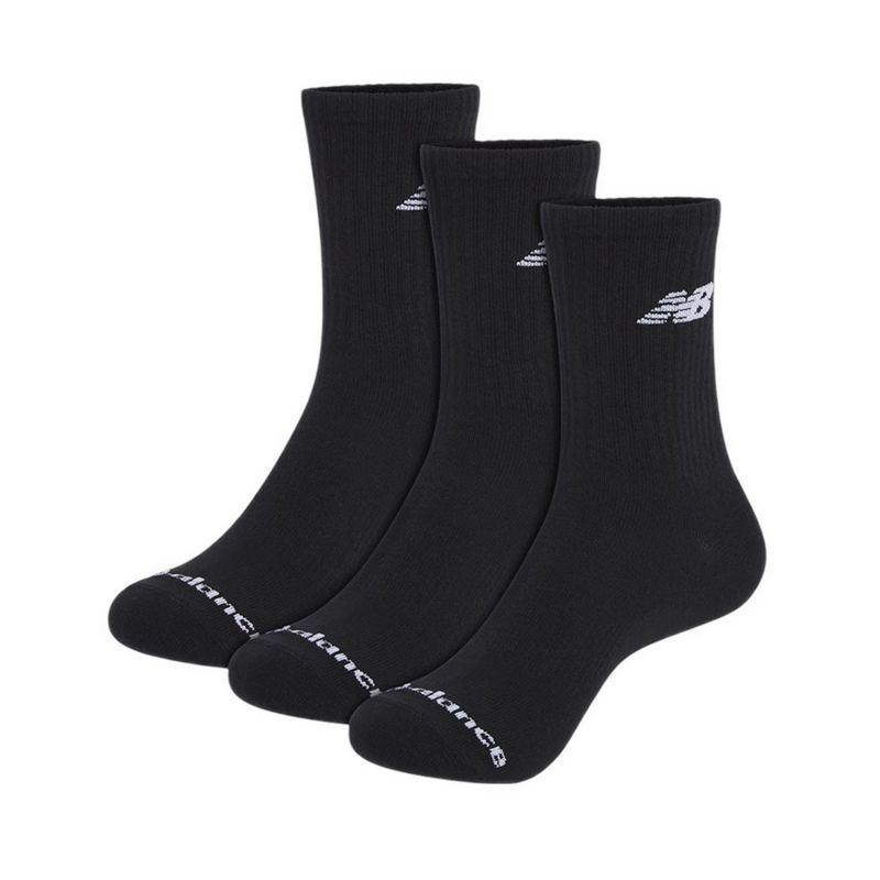 Everyday Lightweight Quarter Crew Unisex Socks 3 Pack - Black