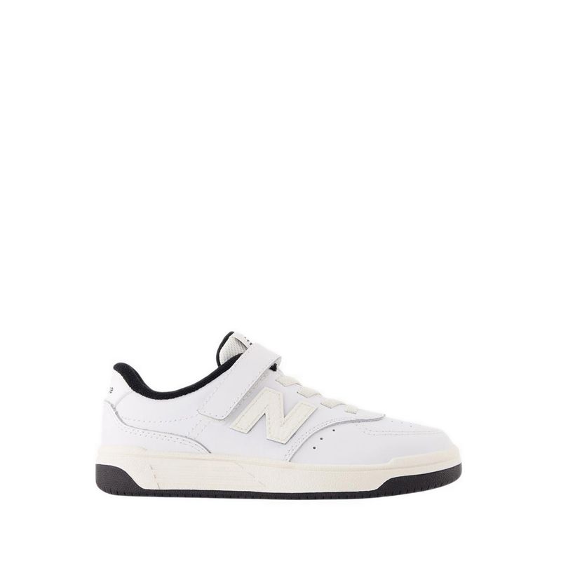 BB80 Hook & Loop Boys Kids Sneakers Shoes - White/Black