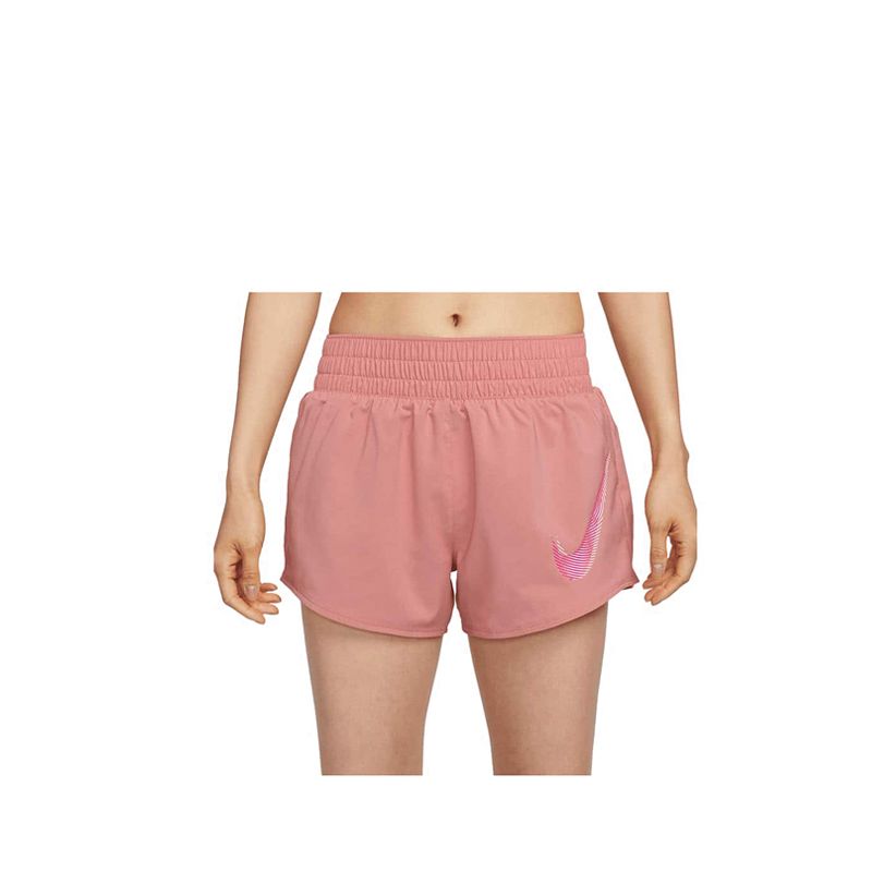 DF One Swoosh Women's Mid-Rise Brief-Lined Running Shorts - Red