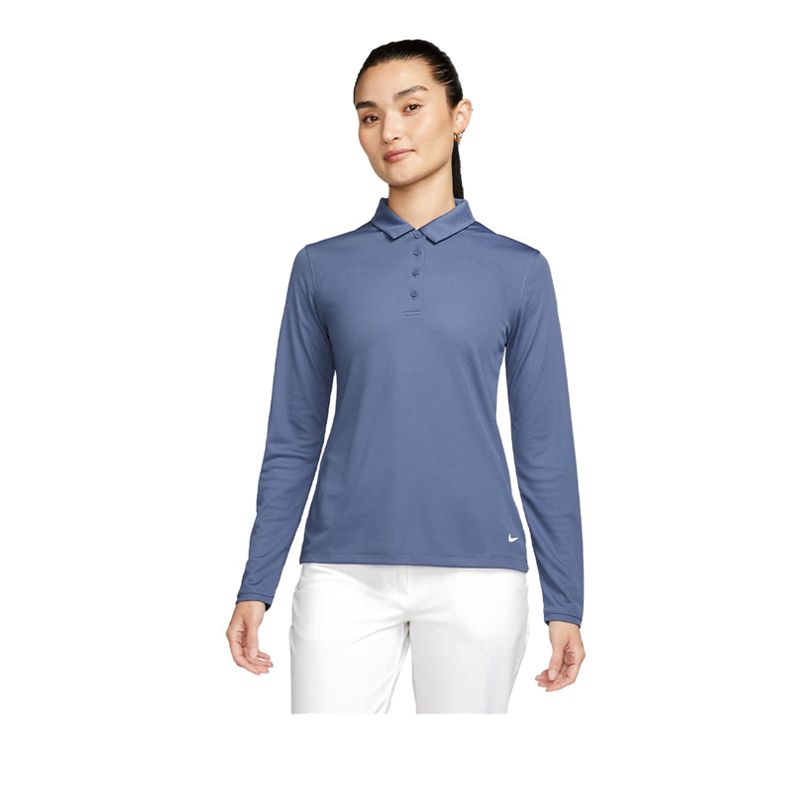 AS DF VCTRY LONG SLEEVES SOLID POLO WOMEN'S - BLUE WHITE