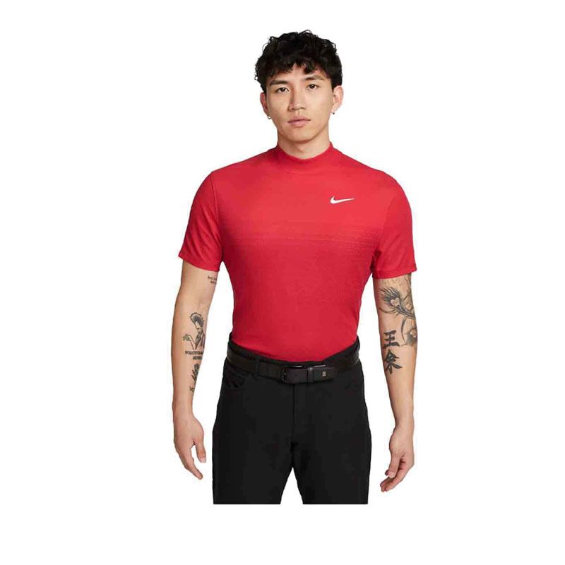 AS TW DFADV MOCK JACQUARD MEN'S POLO - RED WHITE