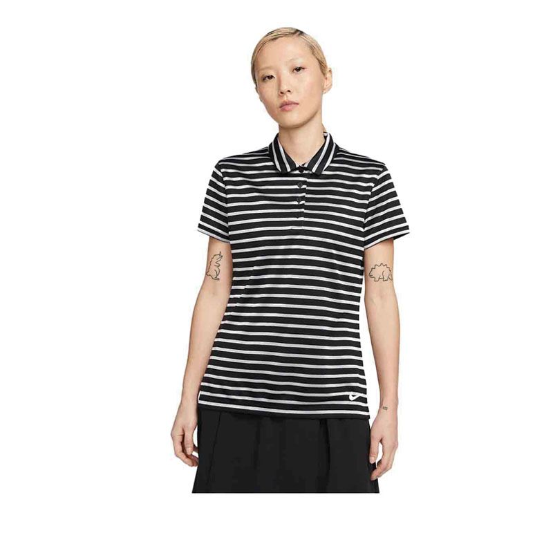 AS W NK DF VCTRY SL WOMEN'S POLO STRP - BLACK