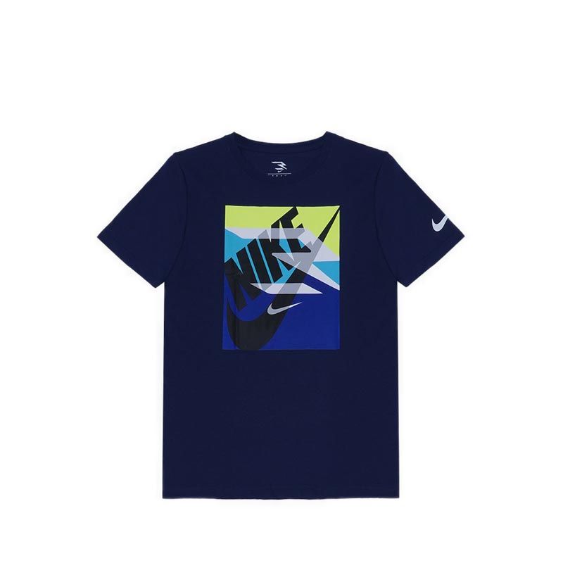 Nike Young Athlete BOX LOGO Boy's T-Shirt -Navy