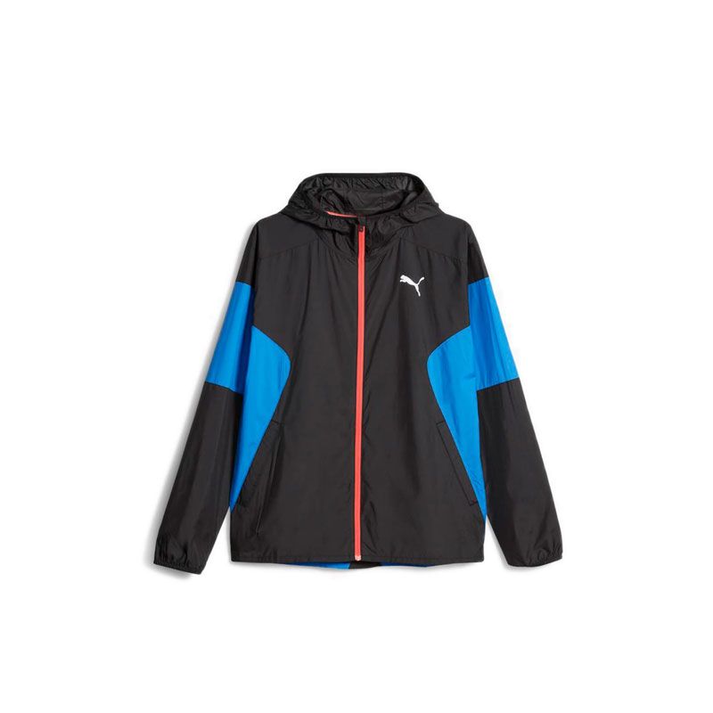 Run Lightweight Mens Jacket -  Black - Ultra Blue