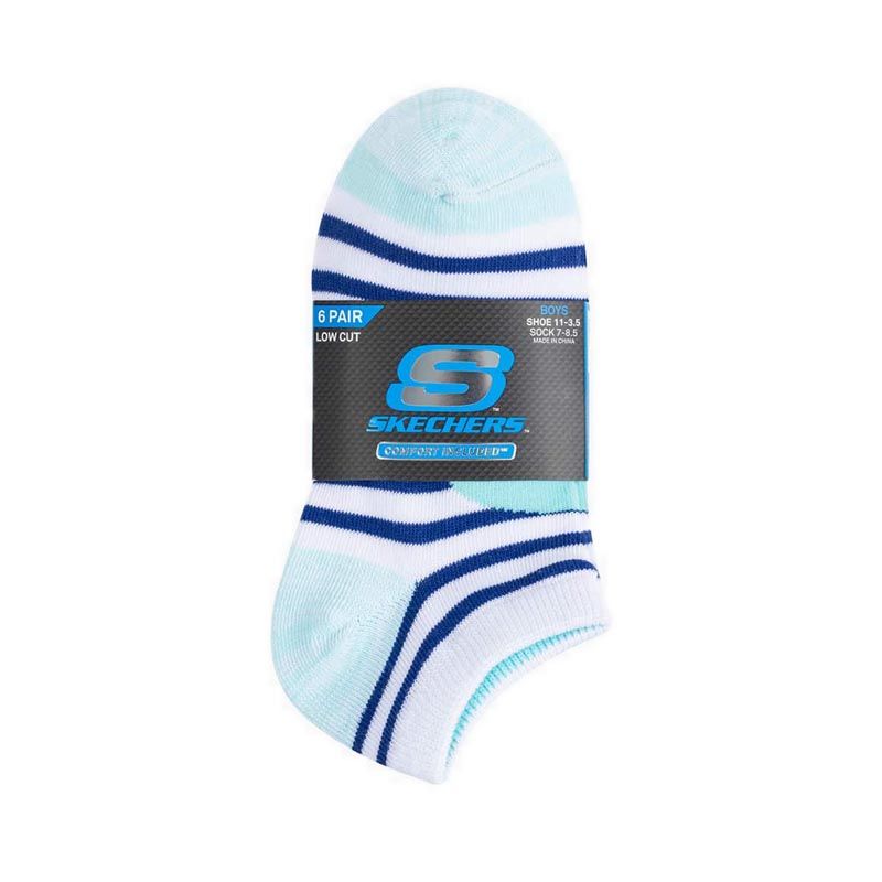 6PK NON TERRY LOW CUT SOCKS BOYS - WHITE MULTI
