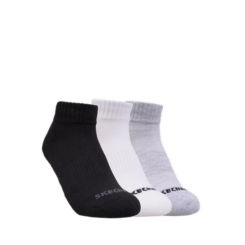 3PK 1/2 Terry Qtr Crew Boys Socks - Black / Grey