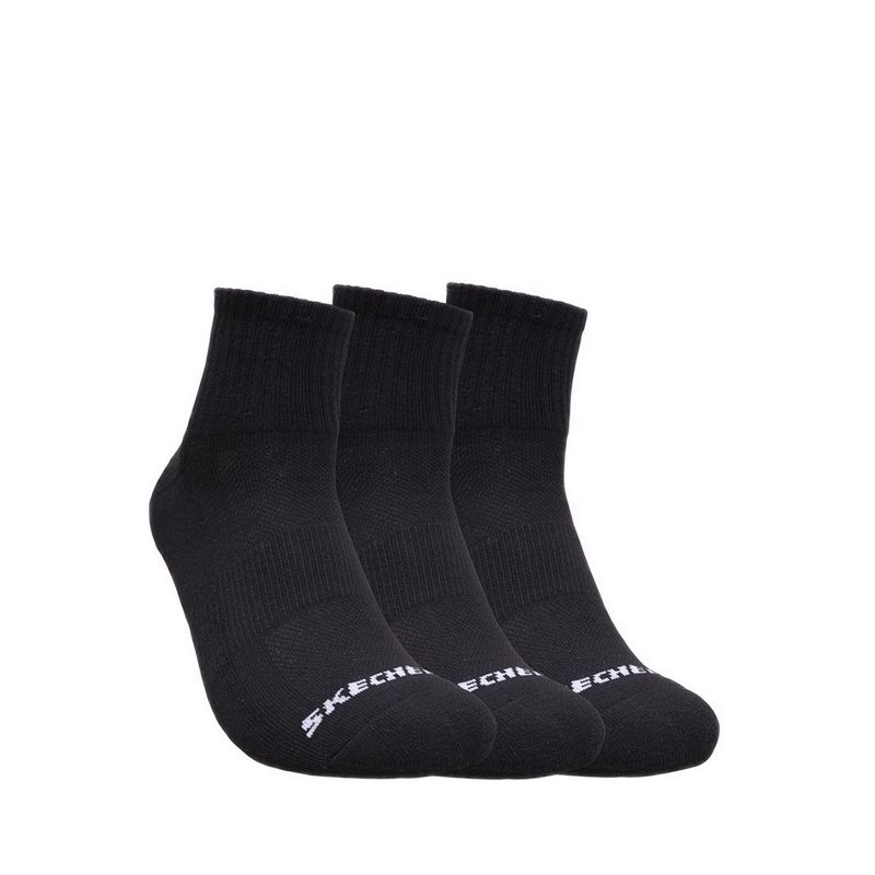 3PK 1/2 Terry Qtr Crew Men Socks - Black