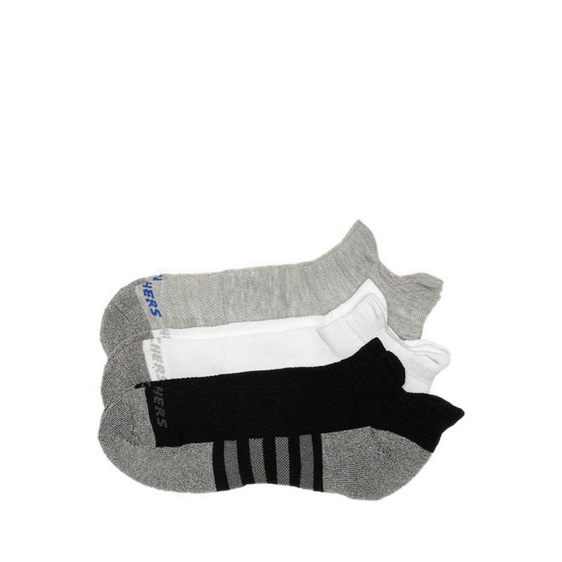 3Pk Mens Extended Terry Low Cut W/ Double Heel Tab Socks - Grey / Black