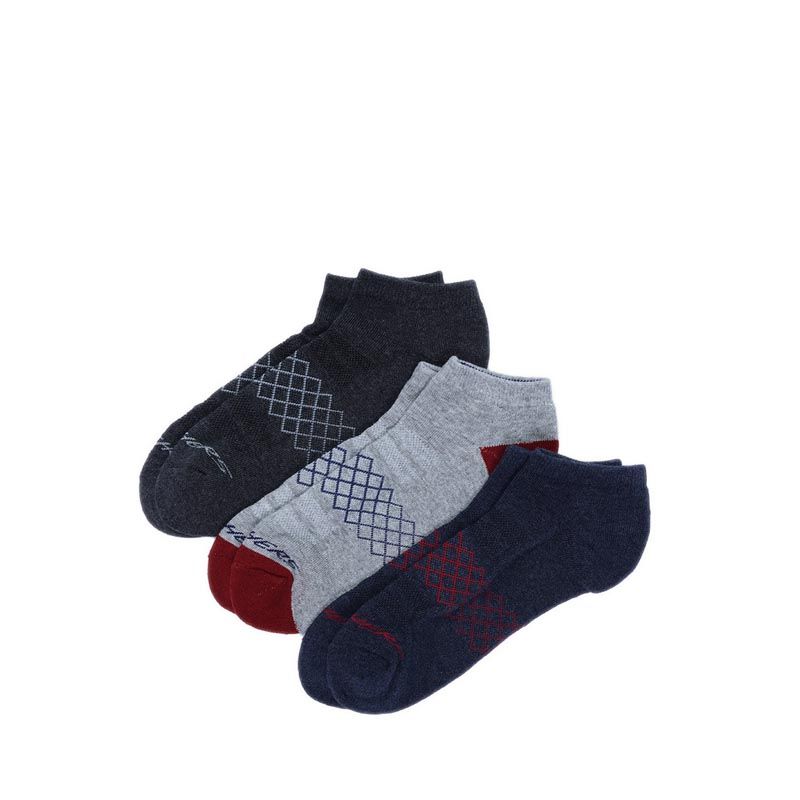 SKECHERS MEN 3PK 1/2 TERRY LOW CUT MEN'S SOCKS - NAVY/RED