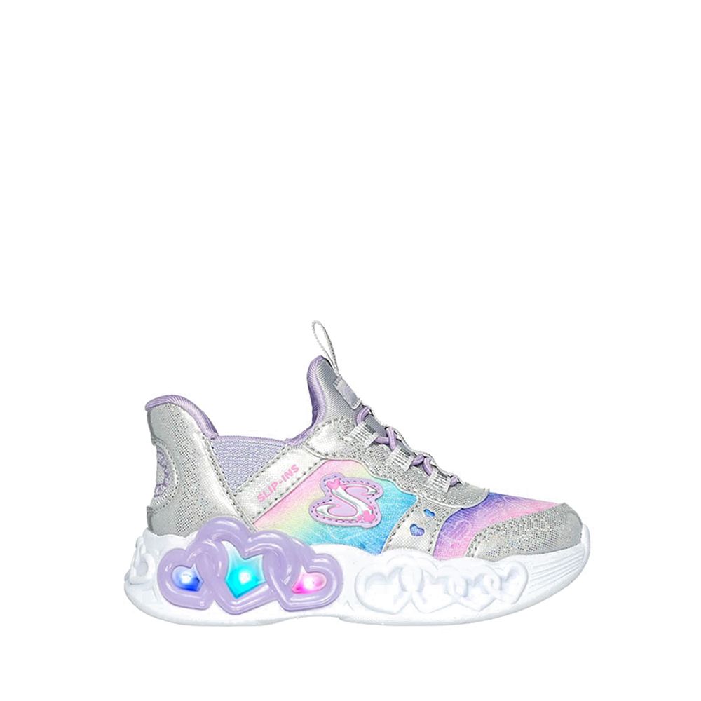 Slip-Ins Infinite Heart Lights Girl's Shoes - Silver