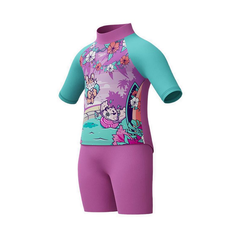 Girls Learn to Swim Sun Protection Top & Short - Turquoise Purple
