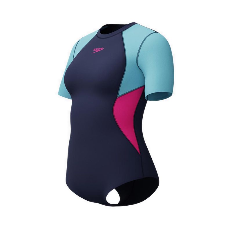 Women Asia Fit SS  Colourblock Splice Extra Low Leg - Pink Turquoise