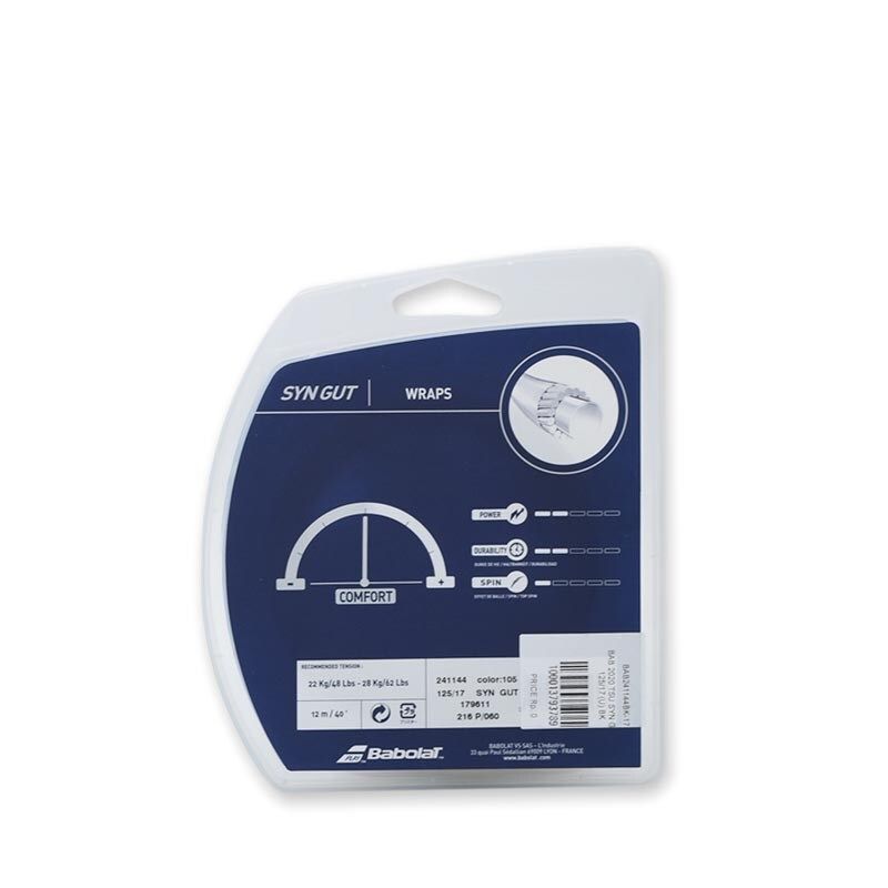 2020 TSU Synthetic GUT 1.25/17 Unisex Tennis String - Black