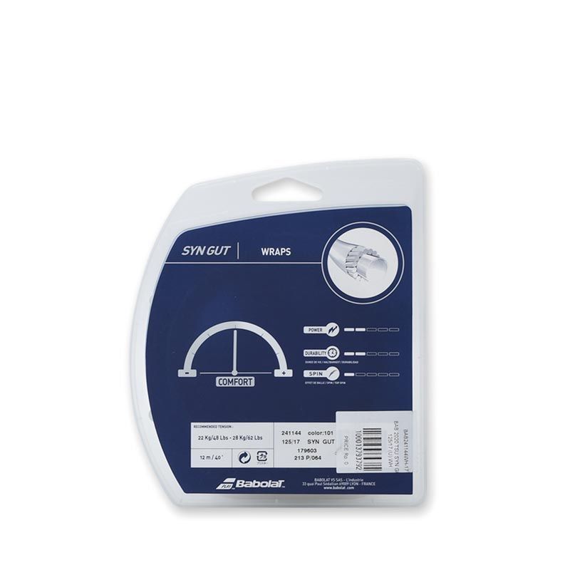 2020 TSU Synthetic GUT 1.25/17 Unisex Tennis String - White