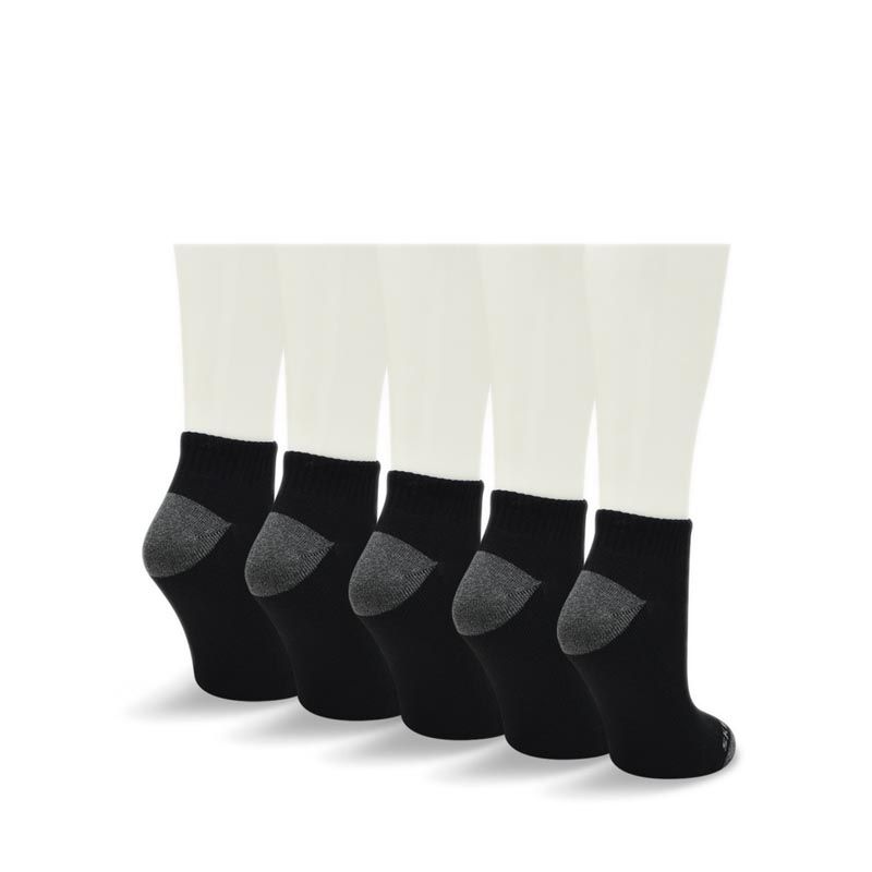 6PK Quarter Unisex Socks - Black