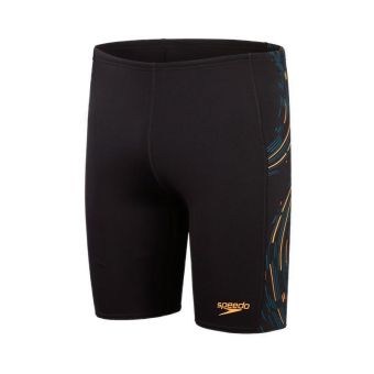 Speedo Mens Tech Panel Jammer - Black /Mandarin Peel / Dark Teal