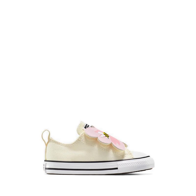 CTAS One Strap Floral Easy On Girl's Sneakers - Egret/Lt Jellyfish Jitter